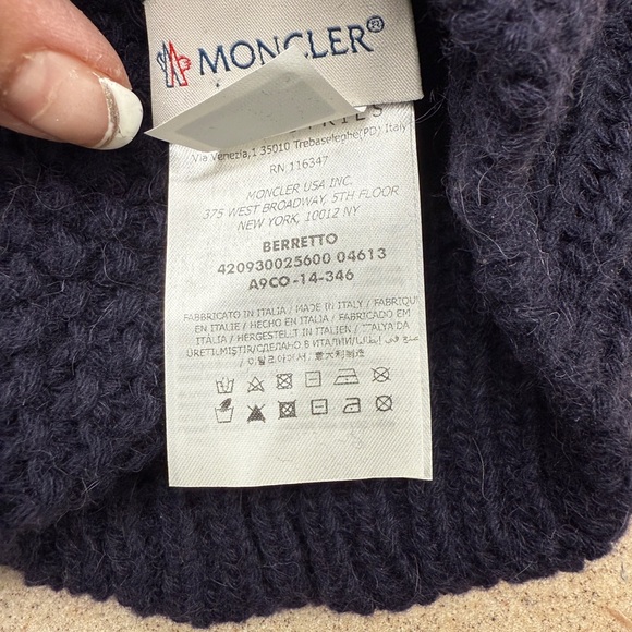 Moncler Dark Blue Fuzzy Knit Hat